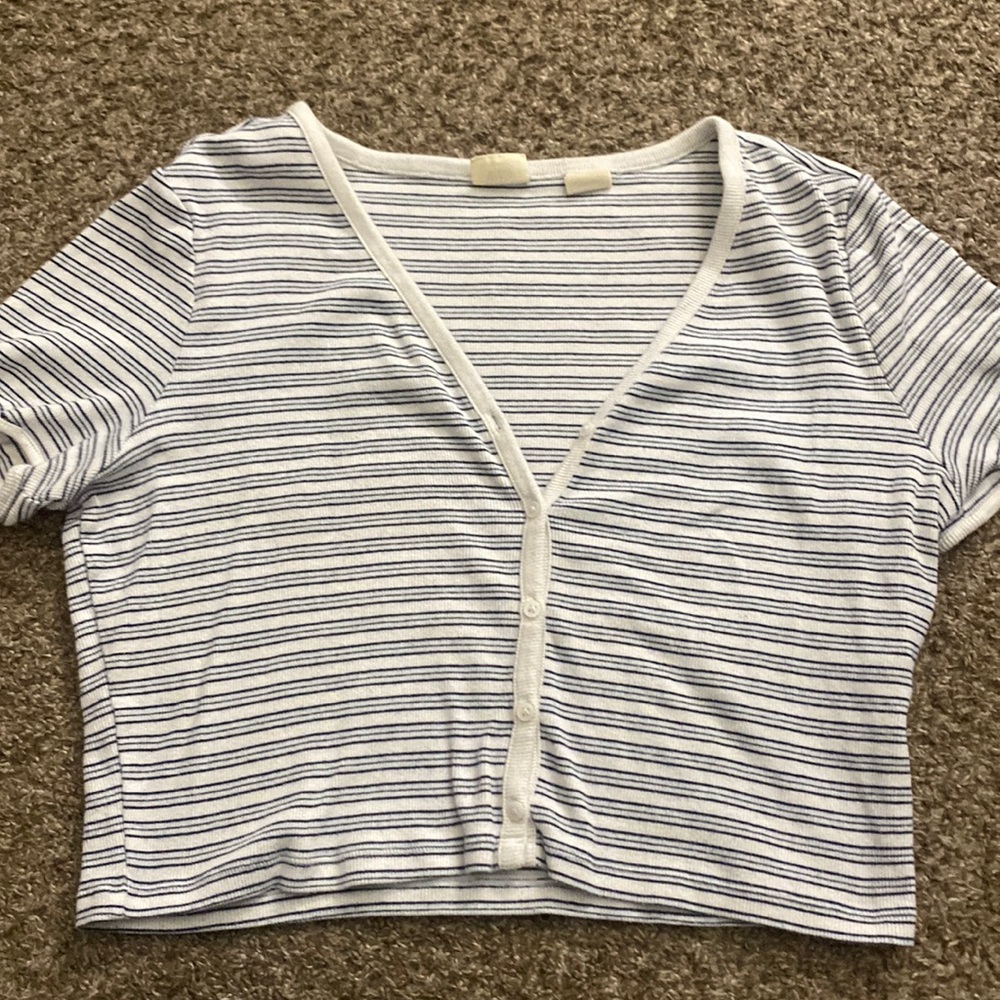 Striped White and Blue Top